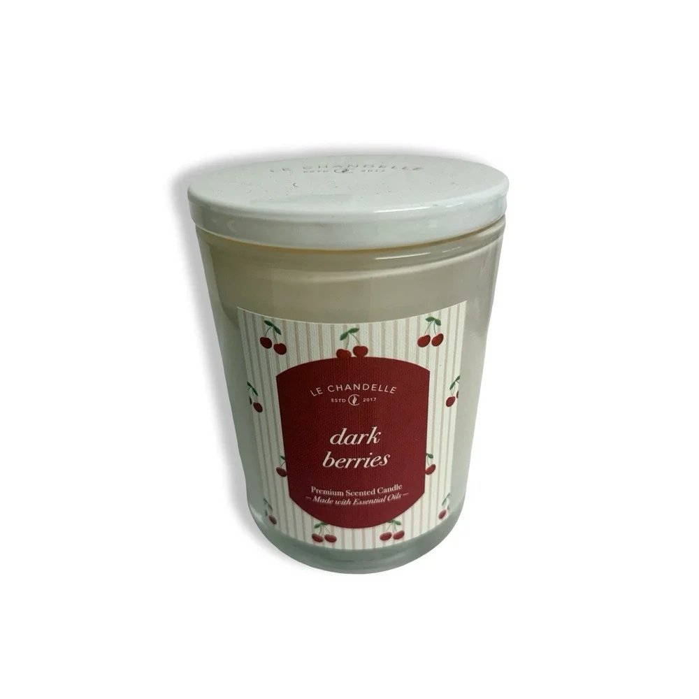 Le Chandelle Dark Berries 3-Wick Scented Candle 15oz Essential Oils New w/Lid